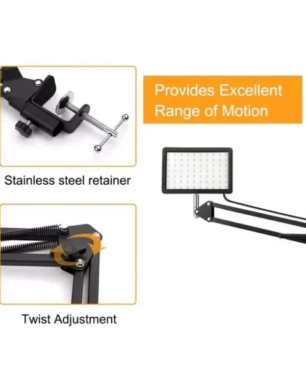 70 LED Video Conference Lighting Kit with C-Clamp Arm Stand and Color Filters - Image 3