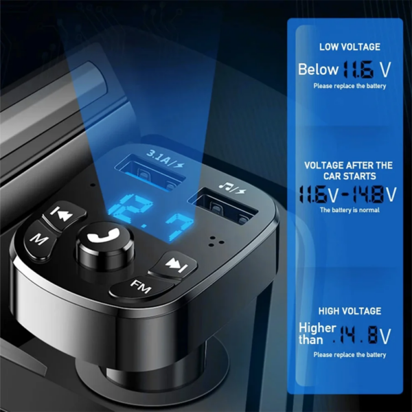 Car Bluetooth 5.0 Music Player FM Transmitter Dual USB Port Car Charger MP3 Receiver 3.1A Fast Charger Audio Recciever - Image 5