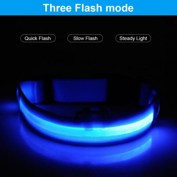 USB Rechargeable LED Pet Dog Collar Flashing Luminous Safety Light up Nylon UK - Image 15